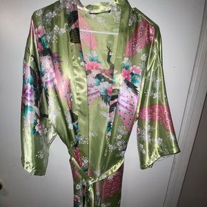 Comfortable pink and green robe